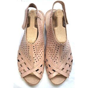 Earth Women's 10W Pisa Galli Wide Dusty Pink/Rose Spumoni Slingback Peeptoe